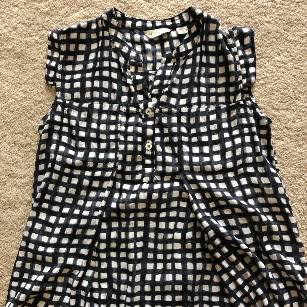 Anthro Windowpane Blouse